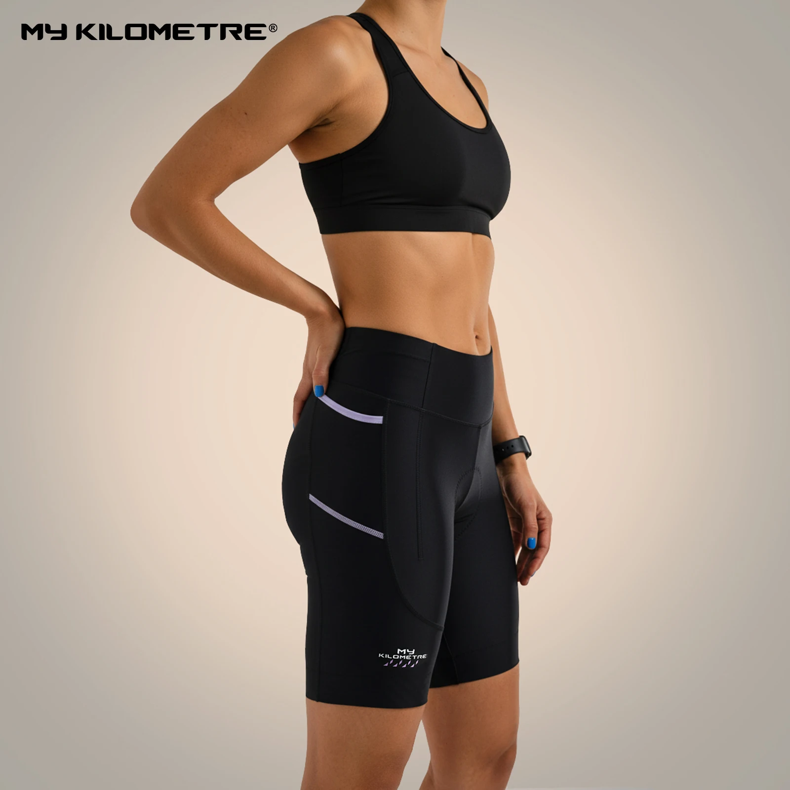 my-kilometre-women's-triathlon-shorts-8-inseam-quick-dry-cycling-bike-shorts-with-side-pockets-compression-fit-plus-size