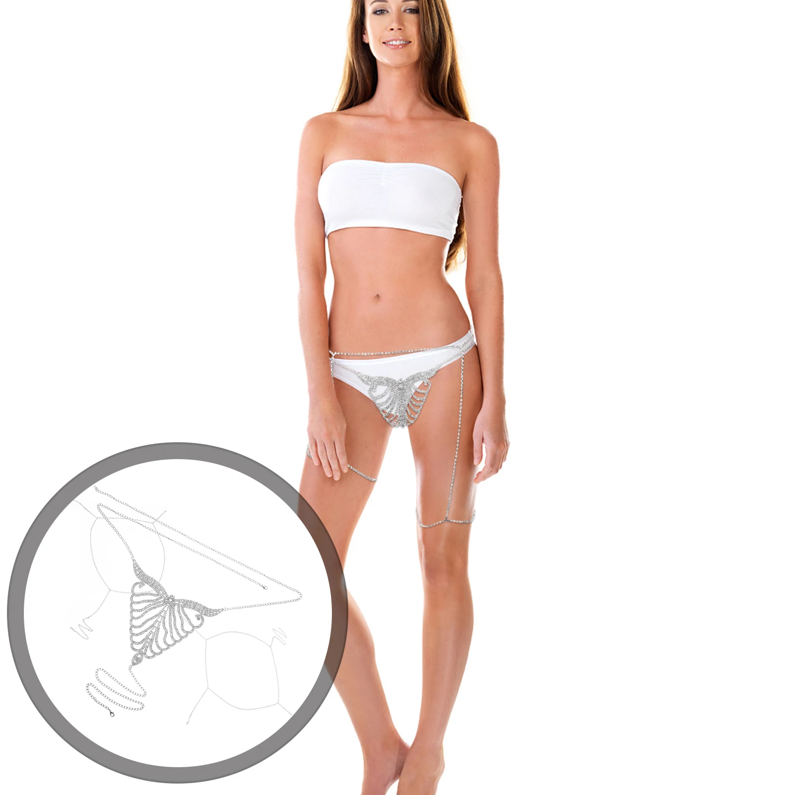 

Rhinestone Chain Adjustable Waist Chains Accessories Jewelry Set Panties Thong Belly Belt