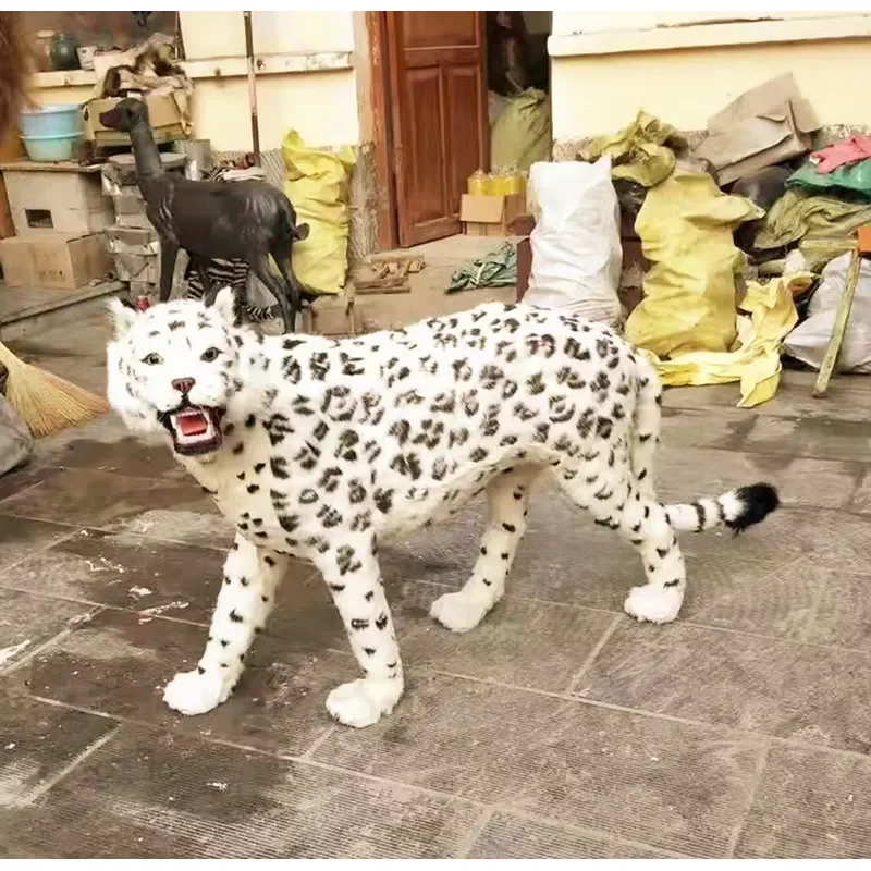 for Handmade Fur Leopard Plush Toy Large Realistic Simulation Animal Model Soft Stuffed Doll Home Decor Gift for Kids Adults