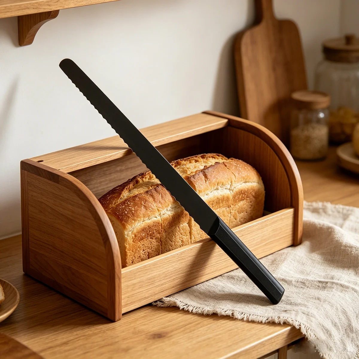 Crumb-Free Serrated Bread Knife, Effortlessly Slice Bread & Cake with No Residue, Stainless Steel Wavy Edge Toast Slicing Tool
