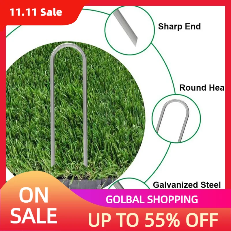 Metal Securing Pegs Pins, Garden Stakes, Weed Landscape, Fabrics Netting, Ground Sheets, Galvanized Lawn Stake, 10 Pcs