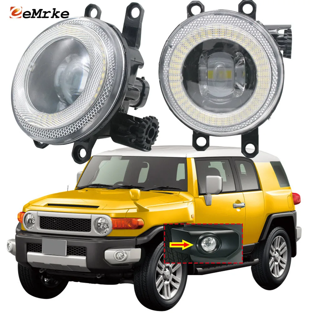 

Car Led DRL Angel Eye Daytime Running Lights Cut-Line Lens Fog Lamp for Toyota FJ Cruiser GSJ15W 2014 2015 2016 2017 2018 2019