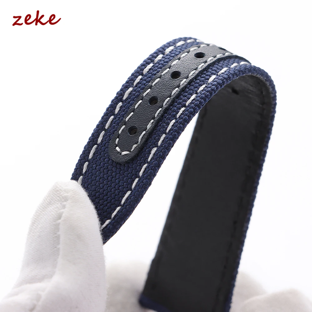 Sailcloth Uhrenarmband 20 mm 22 mm für Omega für Seiko Nylon Leder Stitching Bands Schnellverschluss-Armband Smartwatch-Armband