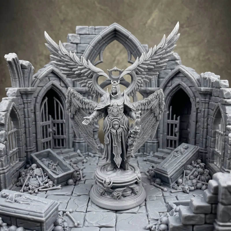 Unpainted 4-Winged Fallen Angel Miniature, High Detail Resin Fantasy Figure For Tabletop RPG, Wargaming And Board Games