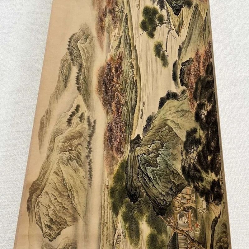 Antique Long Scroll Pintura, Celebridade Caligrafia, Xie Zhiliu Le nas montanhas e Rivers Imagem