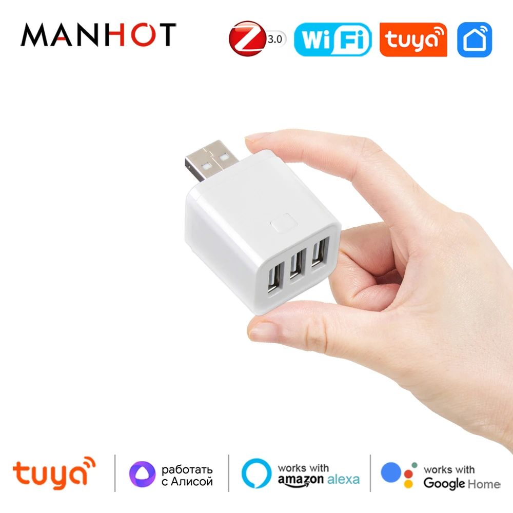 Tuya WiFi/Zigbee Smart Micro 1 2 3 USB Adaptor Switch 5V Mini USB Power Adaptor Voice Control Plug for Alexa Google Yandex Alice