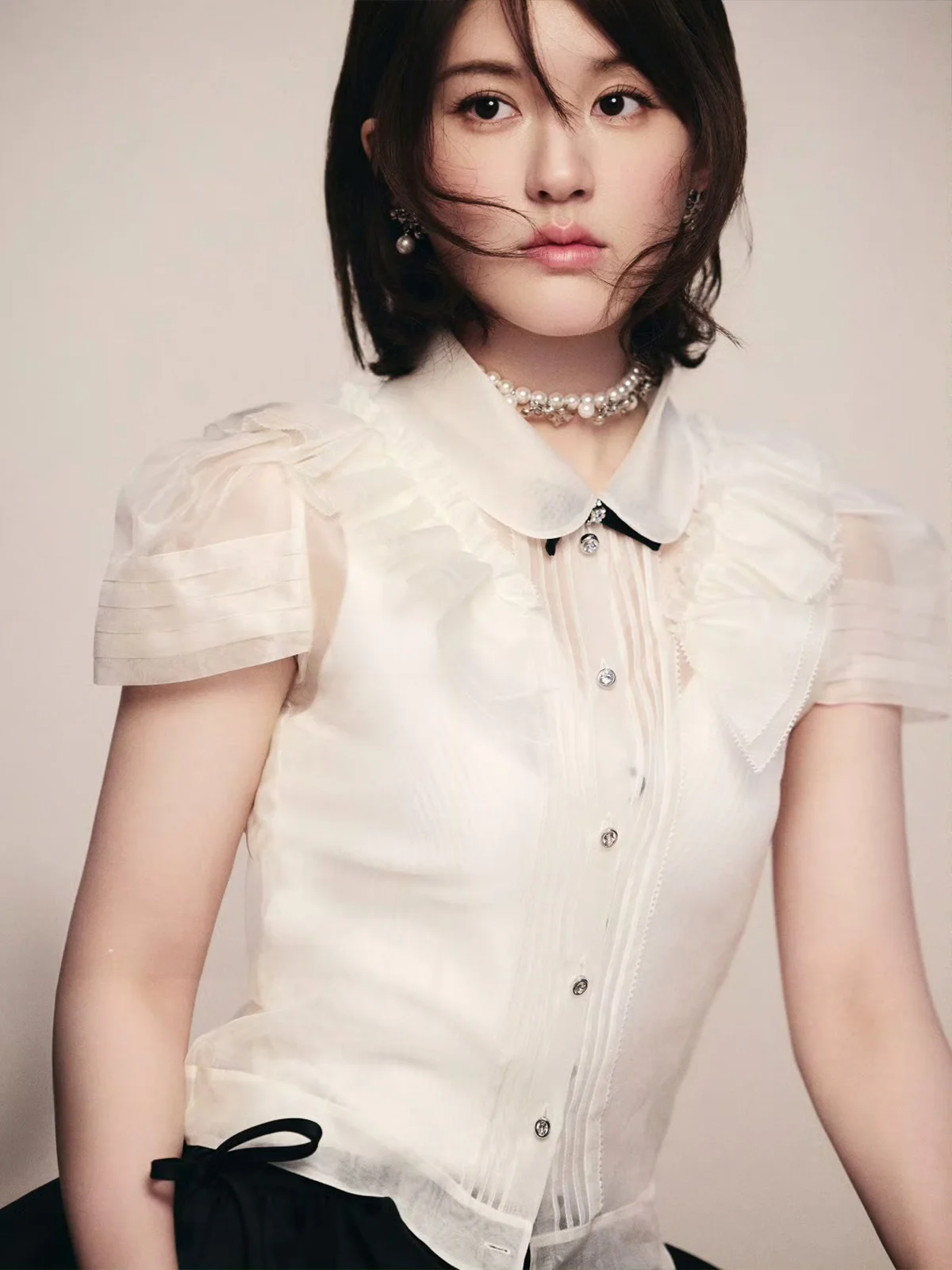 

JONIbyBEB Весенняя шелковая блузка с воротником-стойкой и коротким рукавом, женская, для офиса, прямого кроя, 100% шелк