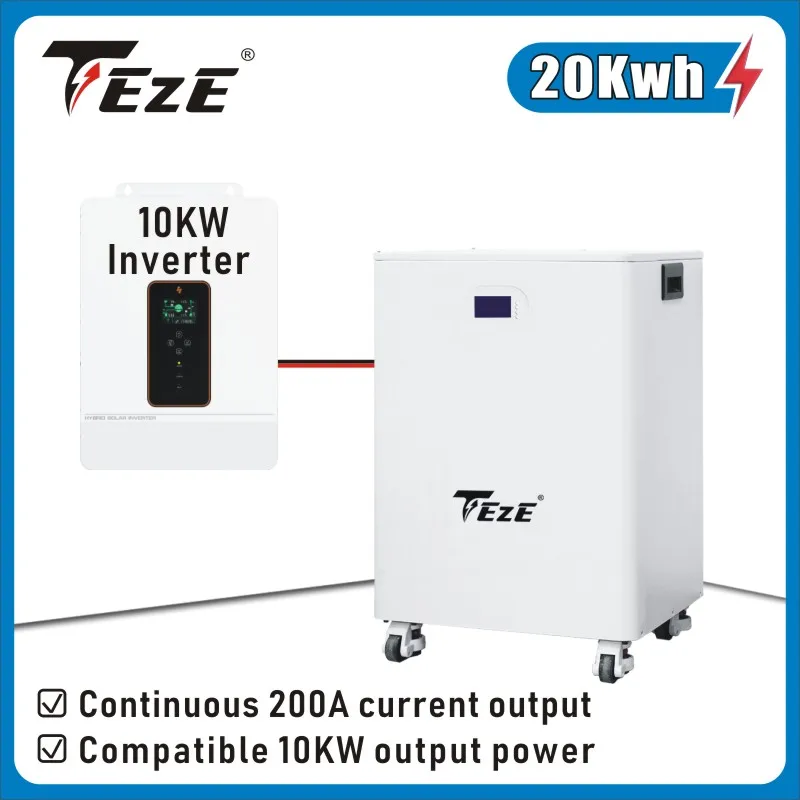 TEZE 20/30KWH 48V Powerwall LiFePO4 Bateria 51.2V 16S 400Ah Z RS485 CAN Wbudowane wyjście BMS 10KW Domowy system magazynowania energii