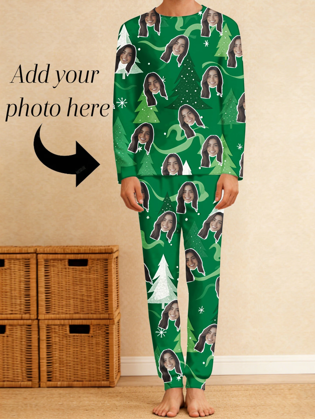 Customized photo pajamas set, personalized facial pattern pajamas, suitable for her or his fun gifts