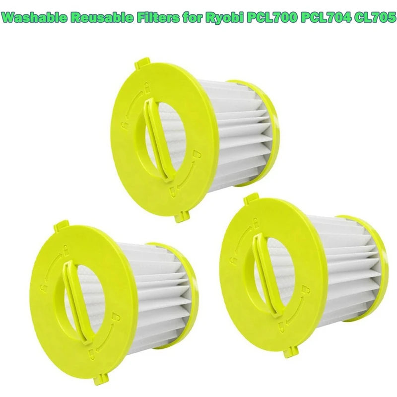 3 Stück wasch bare wieder verwendbare Filter für Ryobi pcl700 pcl704 cl705, Vakuum filterset, Ersatzteile für Hands taub sauger