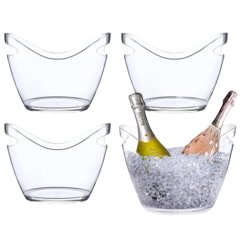 

The 3-piece or 5-piece Acrylic Ice Bucket Set Is The Ideal Choice for Serving Drinks At Pool Parties, Perfect for Champagne