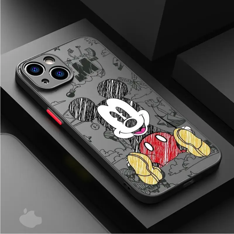 Myszka Minnie etui na Apple iPhone 15 11 14 13 12 Pro 7 XR X XS Max 8 Plus 6 6S SE 2022 15Pro czarny matowy telefon Funda