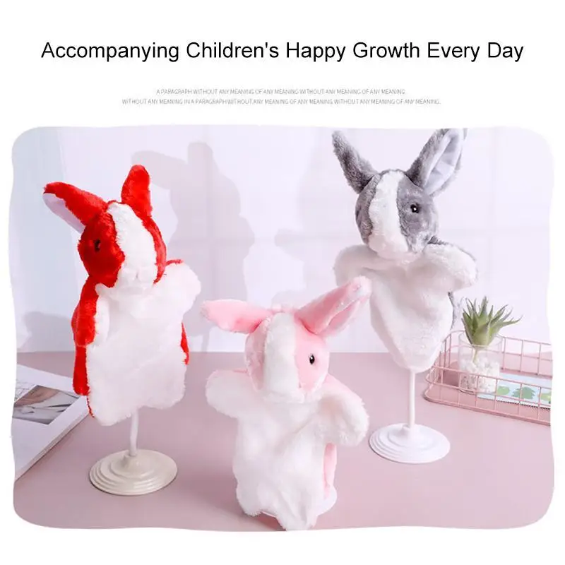 Cartoon Bunny pacynki zabawki edukacyjne z miękkimi pluszowa lalka-królik o średnicy 28cm do interaktywnego do odgrywania ról opowiadania historii w teatrze pokazów