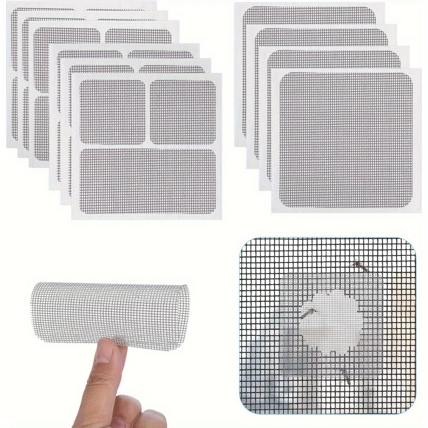 Cobee Self-Adhesive Window Screen Repair Patches Kit, 12 Sheets 3 Sizes Screen Door Replacement Repair Kit