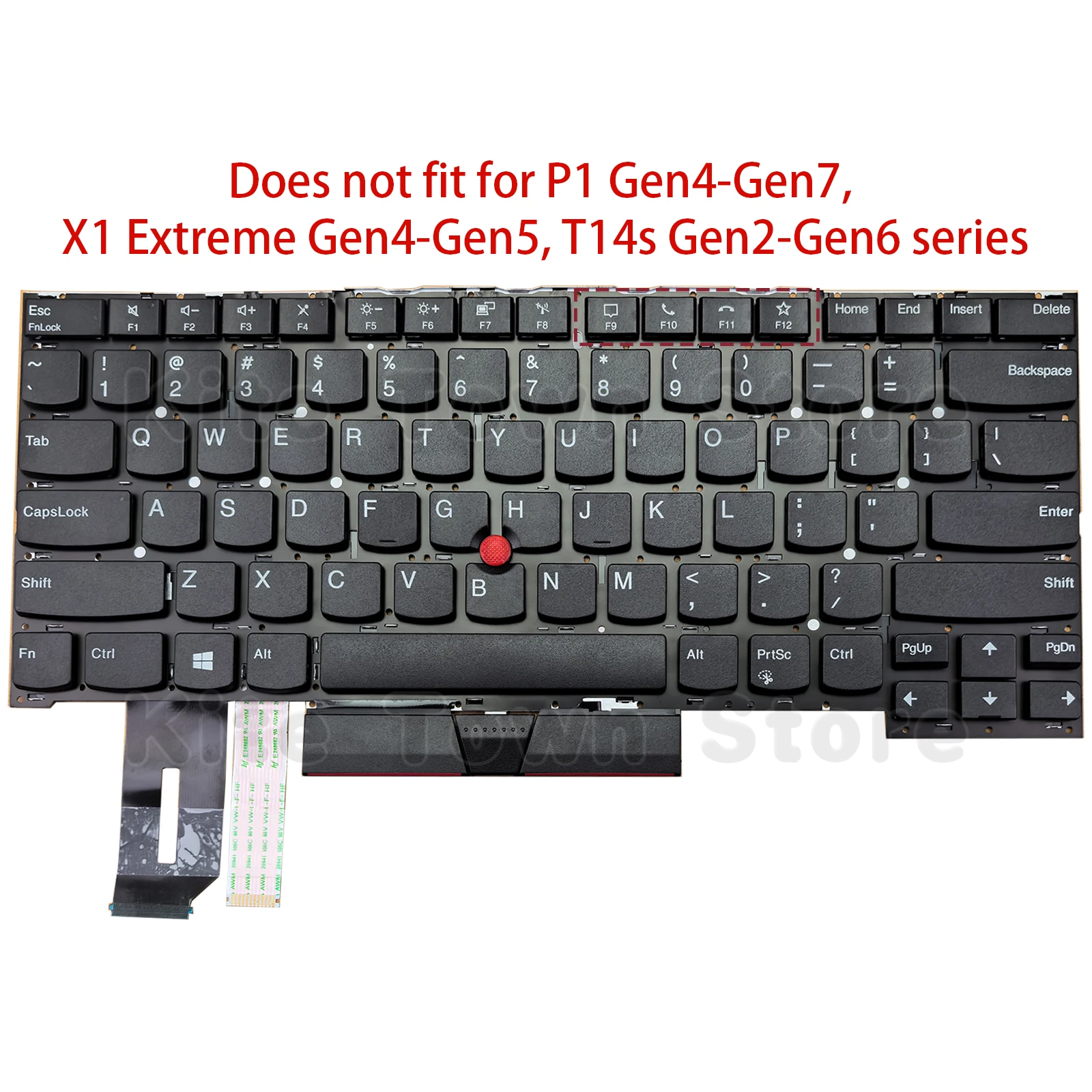New US Layout Laptop Keyboard for Lenovo Thinkpad P1 Gen 3 X1 Extreme 3rd Gen T14s Gen1 Non-Backlit Black Without Frame