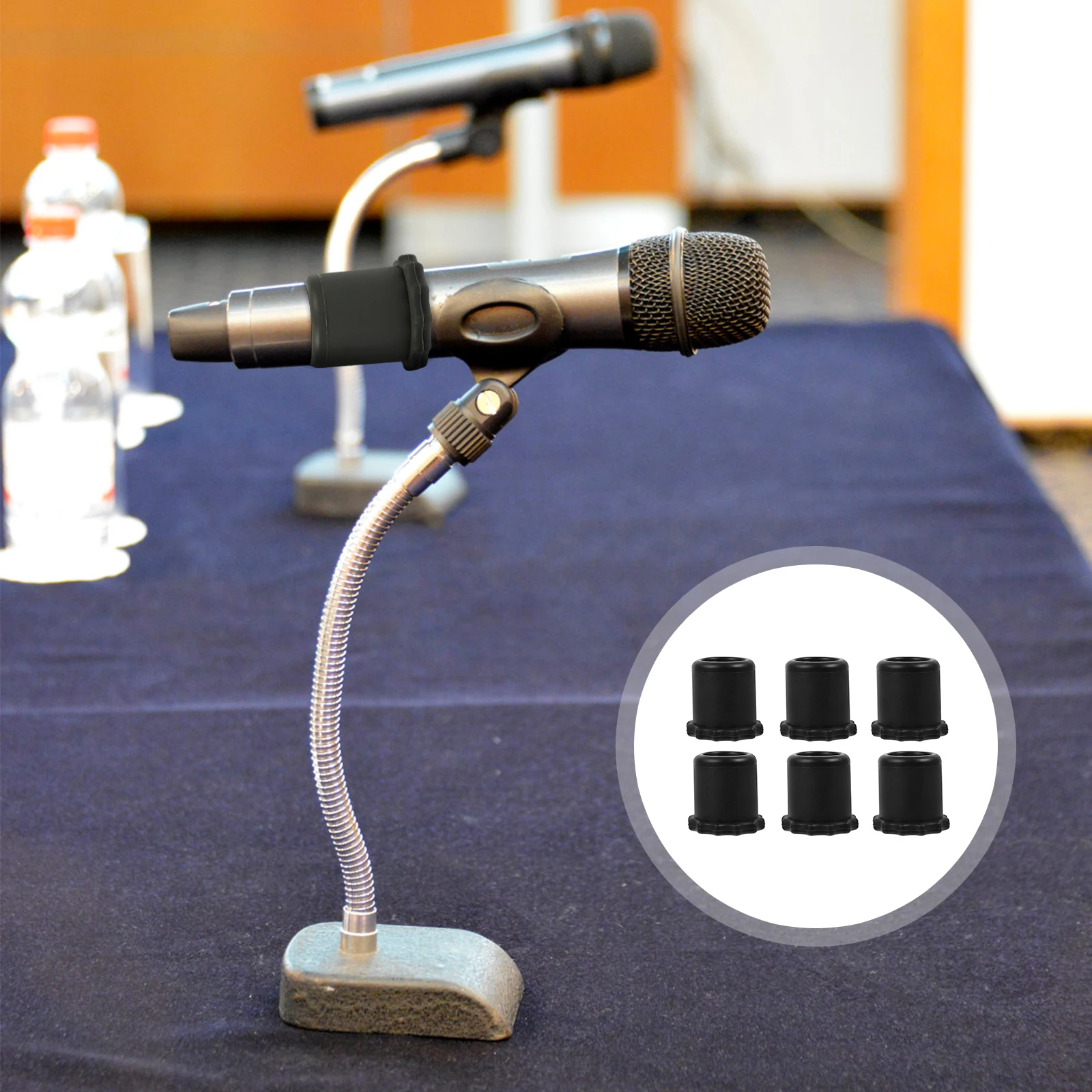 

6 Pcs Microphone Anti Slip Bottom Rod Sleeves Silicone Protection Covers for Handheld Mics Prevents Slipping for Handheld