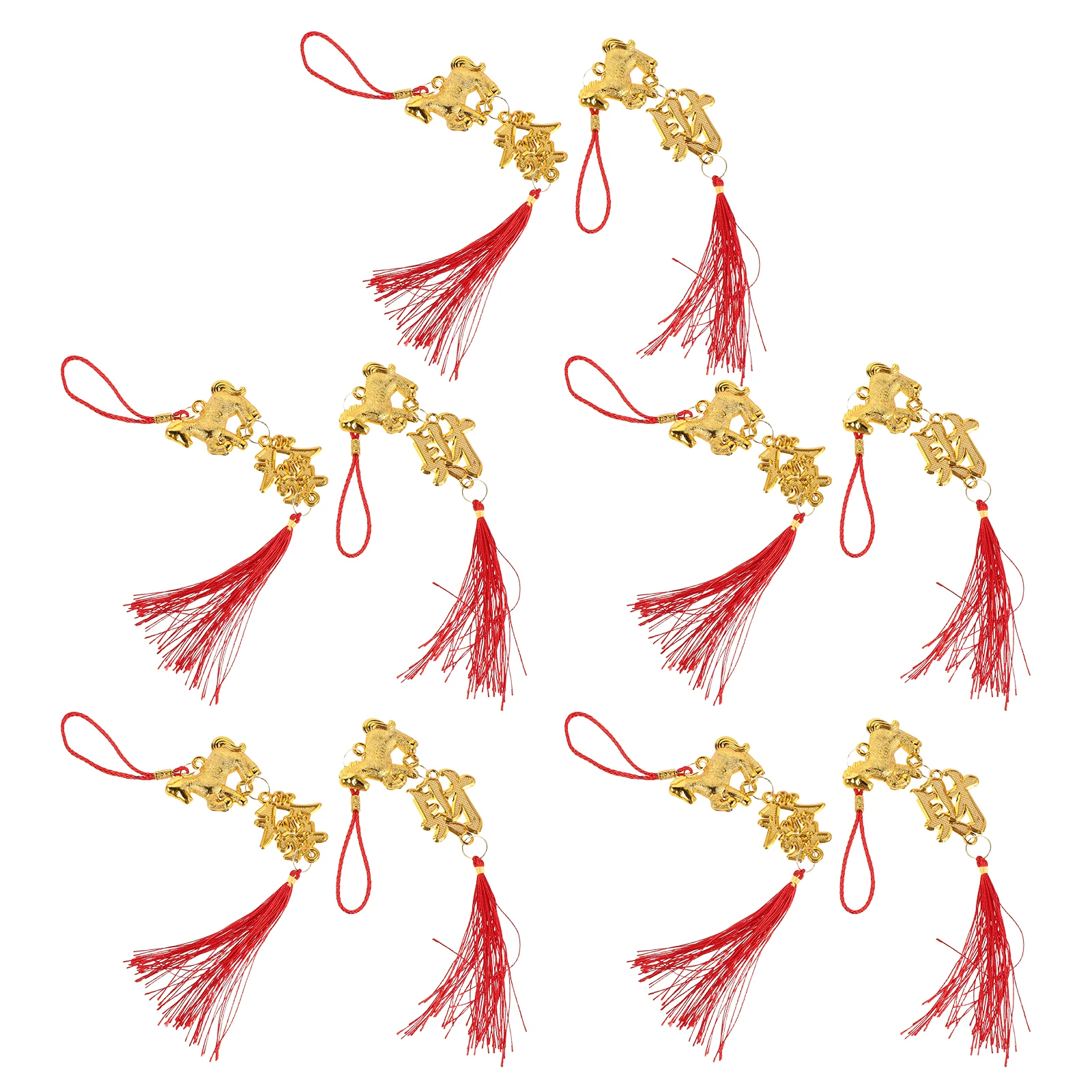 10Pcs Year of The Horse Chinese Knot Tassel Pendant Red Feng Shui Lucky Hanging Decoration Lunar New Year 2026 Prosperity Charm