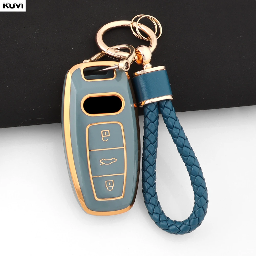 New TPU Car Remote Smart Key Case Cover For Audi A3 A6 A7 4K A8 E-tron Q5 Q8 C8 D5 SQ8 2018 2019 Holder Bag KeyChain Accessories