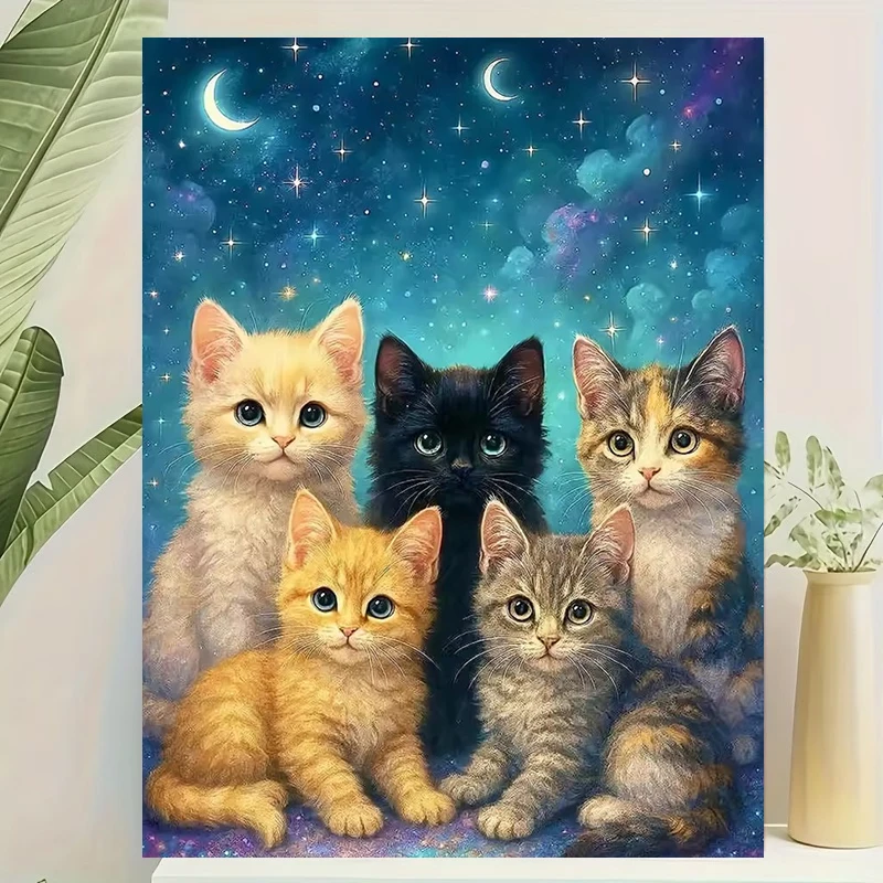 AZQSD Neue Diamant-Malerei 2026 Katze Tier Kreuzstich Hobby Kreative Komplettsets Handgemachte Mosaik-Gemälde Wanddekoration