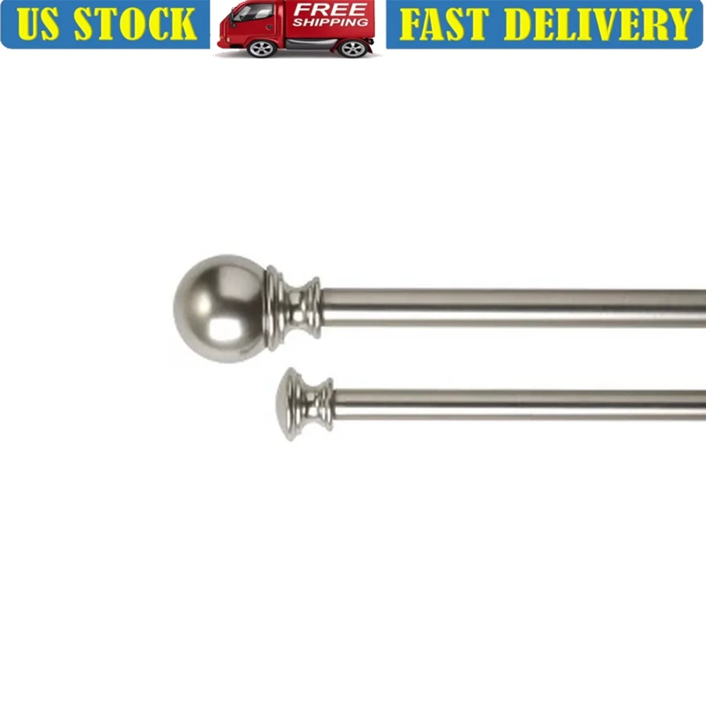 

Adjustable Double Curtain Rod 36-66 Inches Steel Brushed Nickel Includes Mounting Hardware Decorative Finials 43 lb Capacity