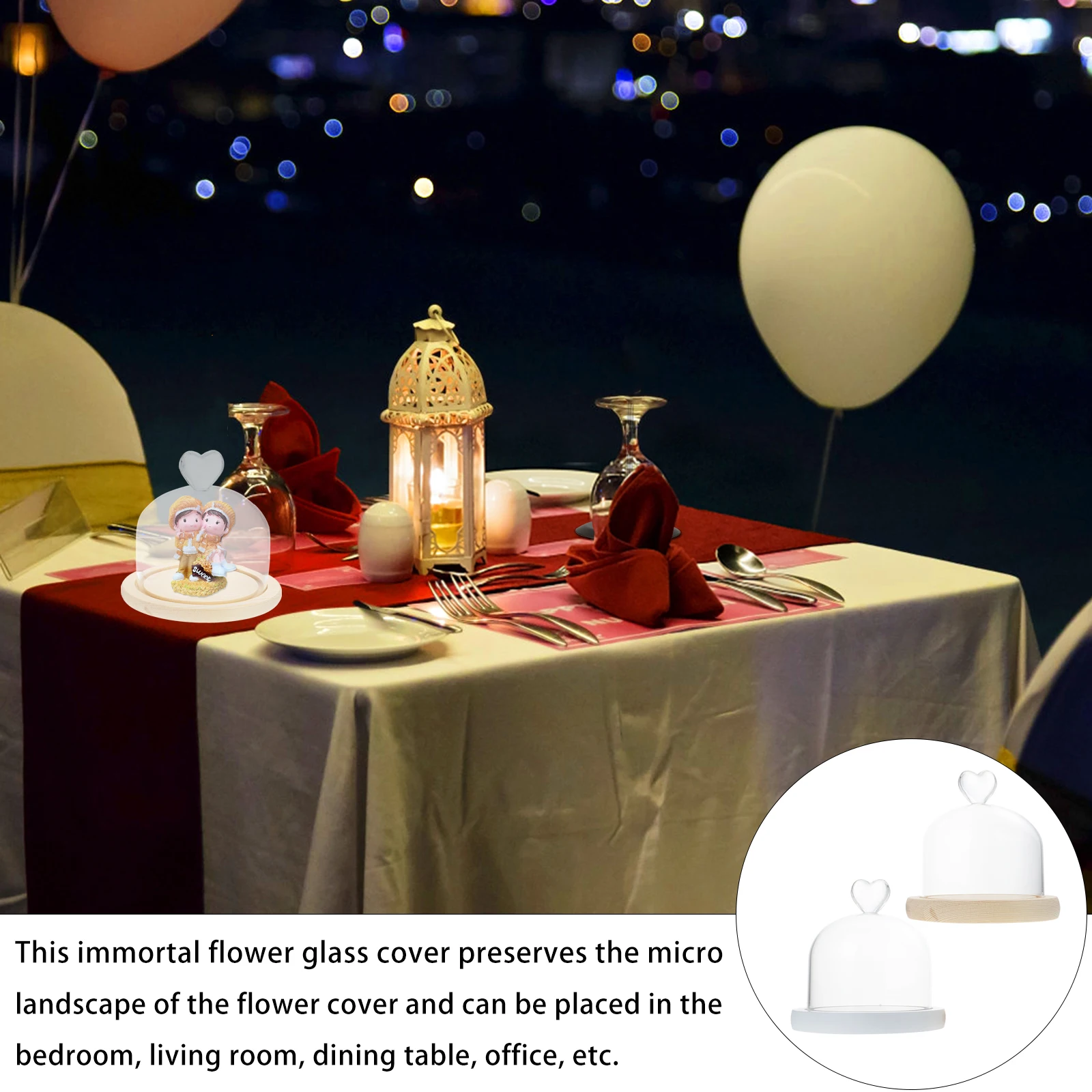 2 個の不滅の花カバーエレガントなガラスドーム装飾シルクフラワーグッズ研究卓上装飾クリエイティブディスプレイ