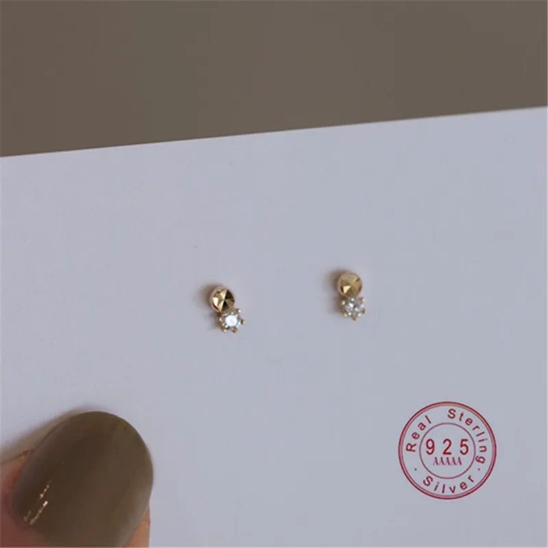 Faceted Zircon Little Bean Stud Earrings S925 Sterling Silver Daily Popular Female Accessories Birthday Gifts All Occasion