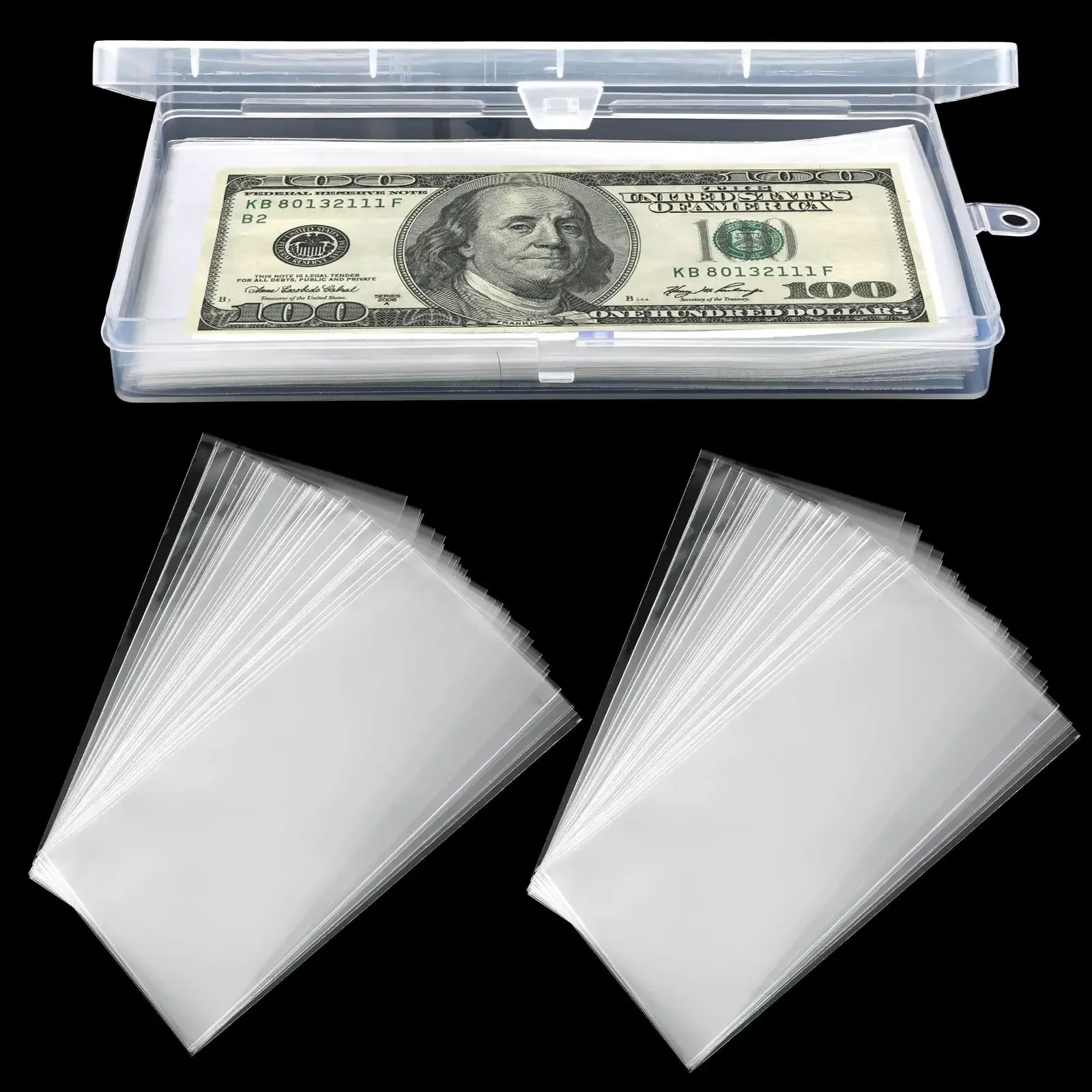 100pcs PVC Commemorative Banknote Collector Pouch Banknote Protective Pouch Protective Case Banknote Protective Pouch Organiser