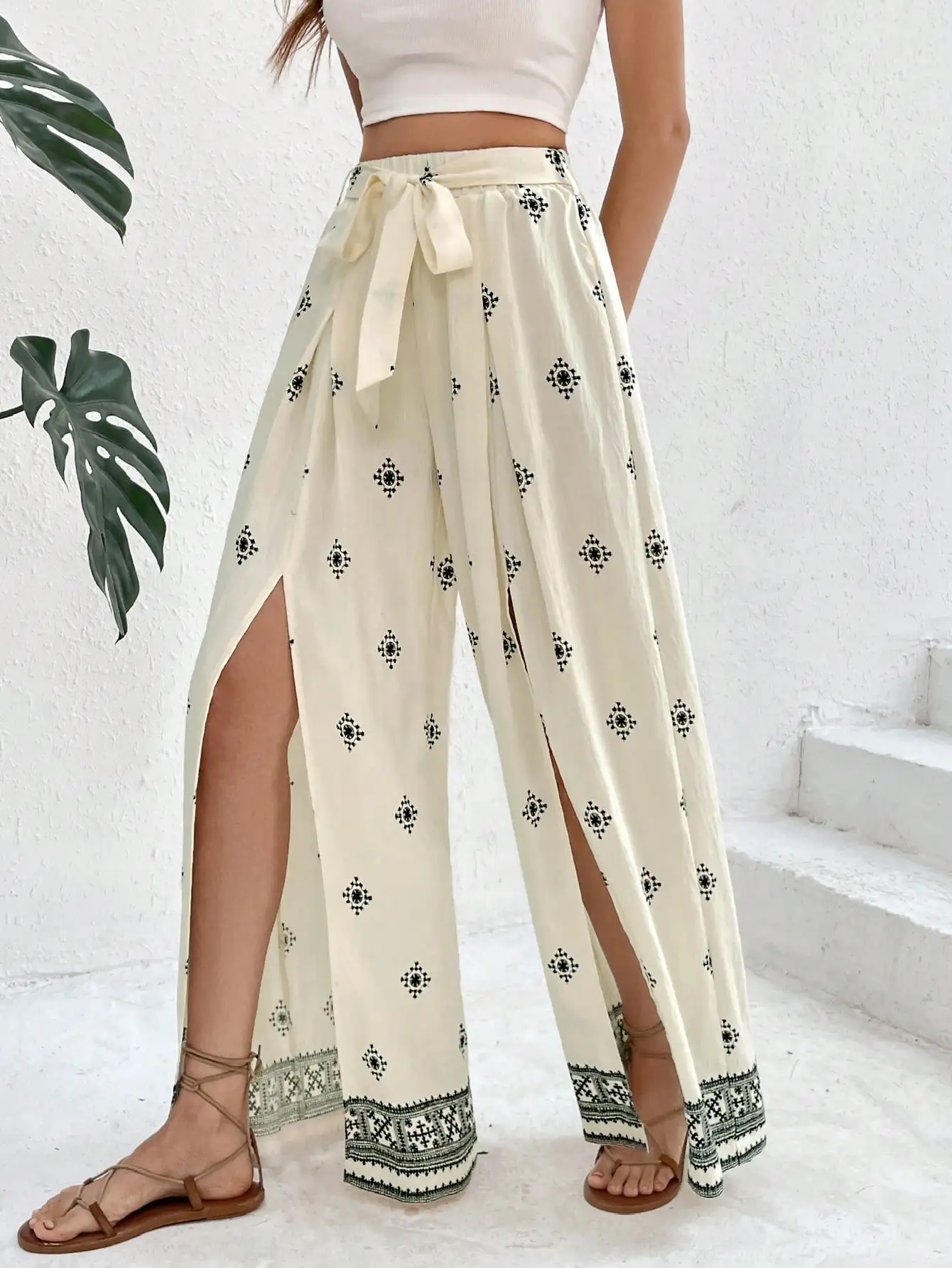 Broeksets Broek Hoge taille Casual wijde pijpen Criss Effen Veelkleurige broek Capri Damesbroek Goedkope prijs