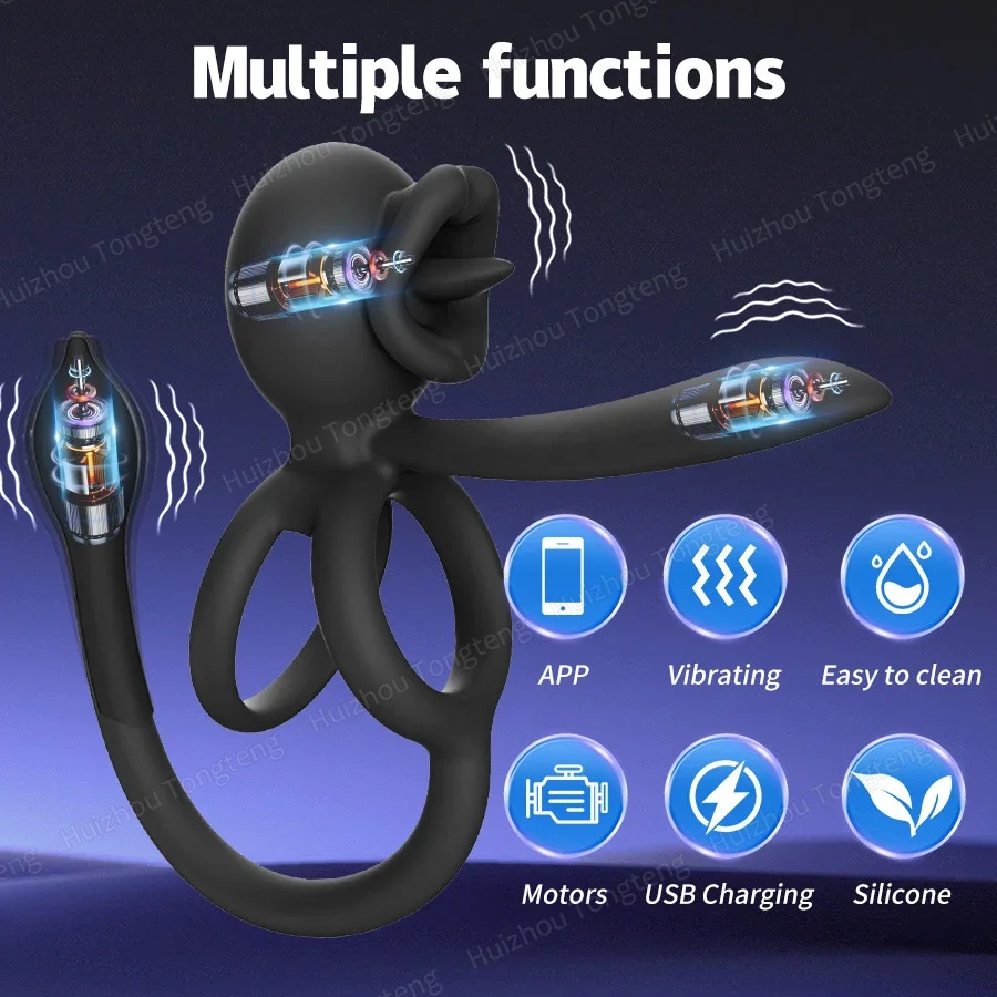 7 طرق تهتز خاتم الديك ألعاب مثيرة حلقة القضيب هزاز البظر محفز مع اللسان لعق الكبار الأزواج الجنس لعب للرجال #4