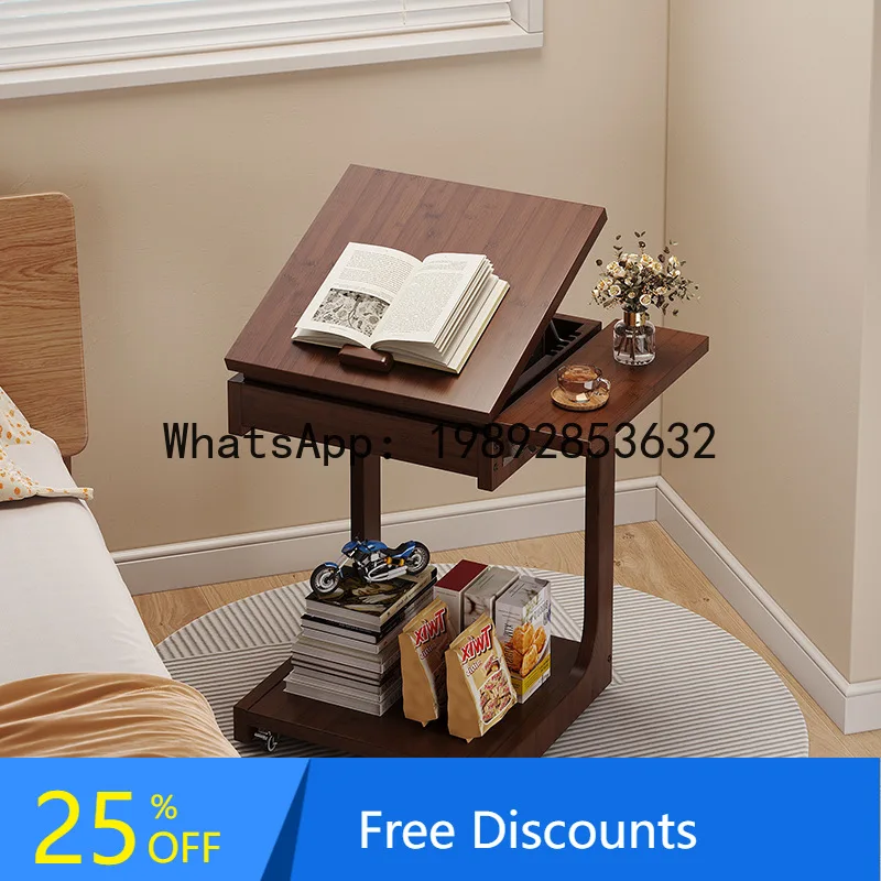 

Home Living Room Movable Sofa Side Table with Wheels Small Side Cabinet Balcony Tea Table