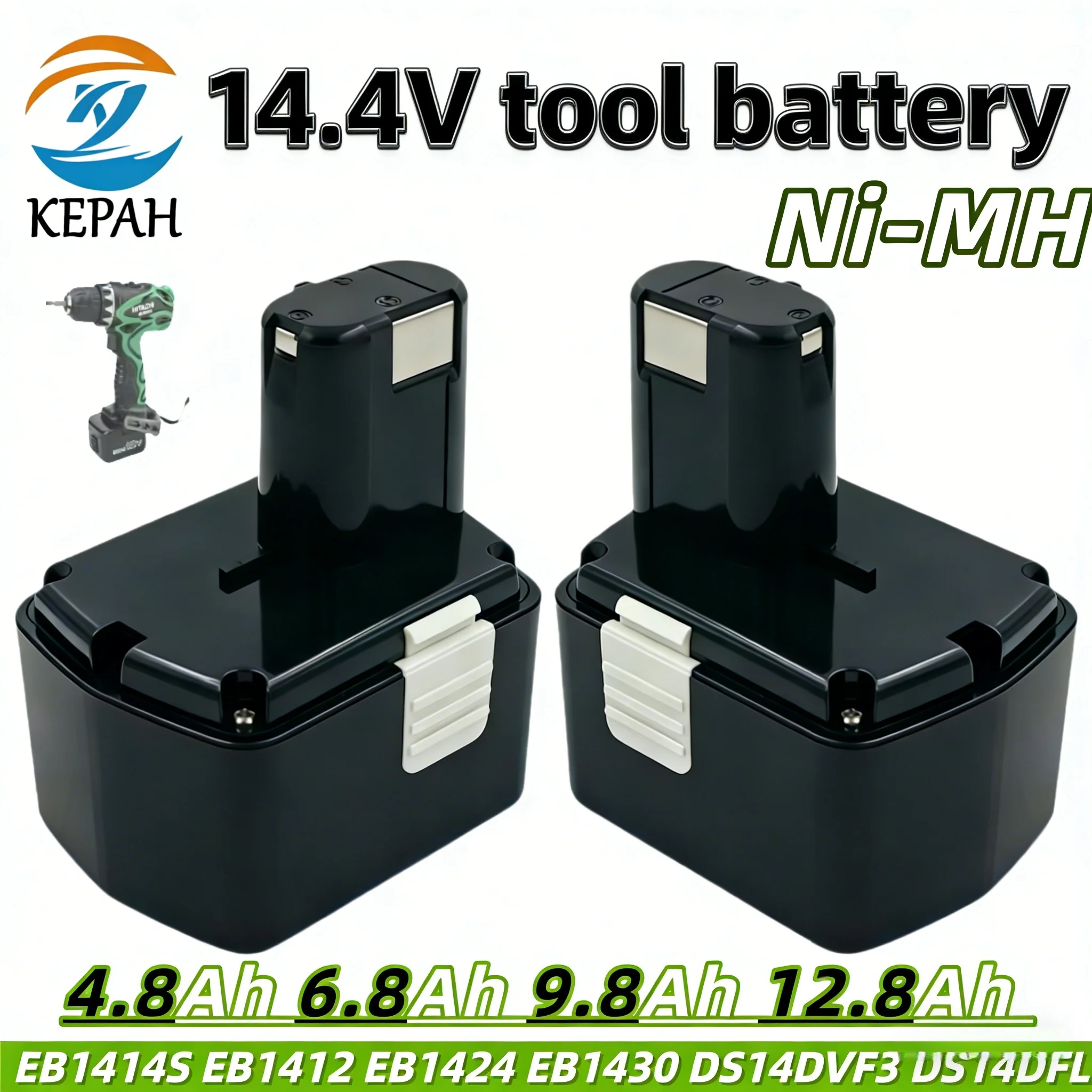 

Newly Upgraded 14.4V Ni-MH Tool Battery｜4.8-12.8Ah High Capacity Fits Hitachi BCL1430/EBL1430 Power