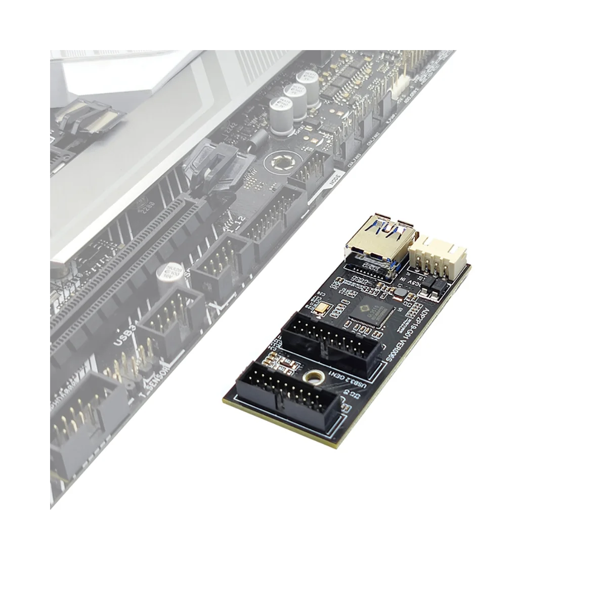 19Pin ประเภท E + เมนบอร์ด19Pin 1ถึง2ตัวแยก USB 3.2ฮับอะแดปเตอร์ A-KEY 19Pin ไปยังการ์ดขยาย19P แบบคู่