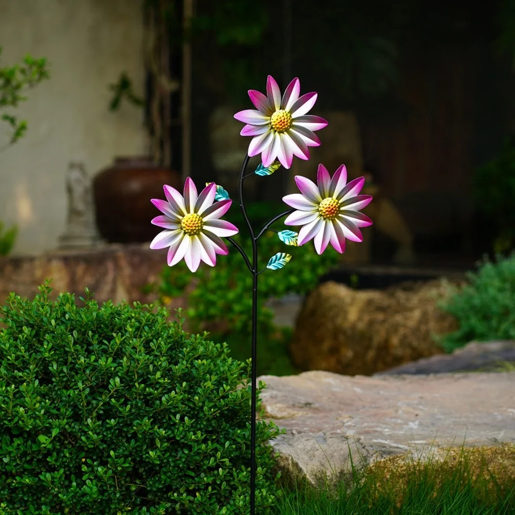Iron Flower Wind Spinner for Garden For Yard Patio Decor Featuring Elegant Rotating Sunflower Design and Weather Resistant Build