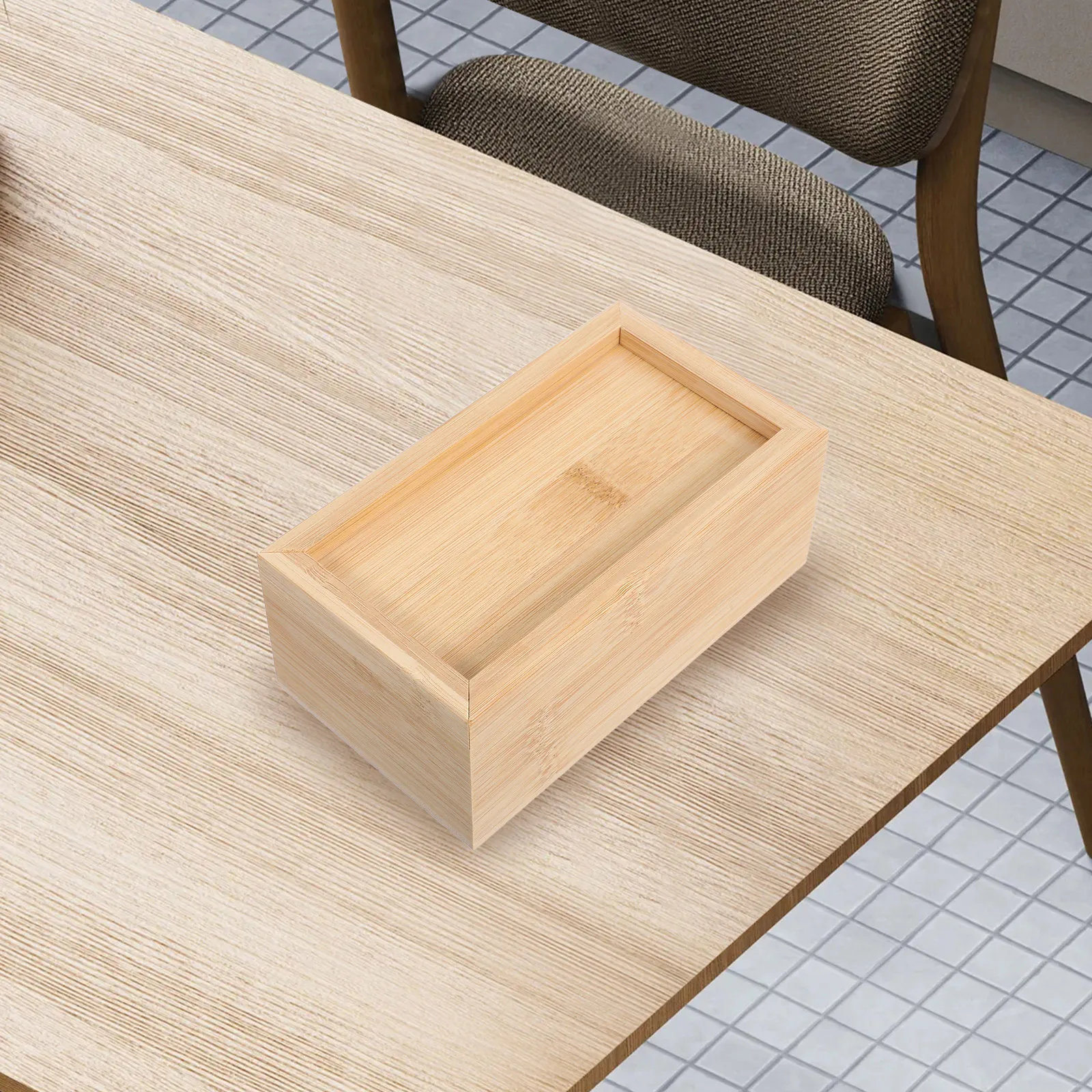 Caja rectangular con tapa deslizante de madera, organizador de almacenamiento decorativo amarillo claro, recuerdos, accesorios de joyería, madera maciza sin pintar