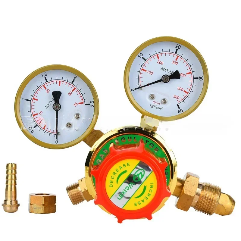 YQE-03 Acetylene Pressure Reducer All-copper Pressure Reducer Industrial Acetylene Gauge Pressure Gauge 25MPA M20+Bottle Rack