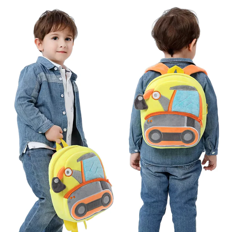 Excavator School Bags for Boys Cute Plush Backpack Kids Kindergarten School Backpacks Small Children's Bag Mochila Escolar Niña