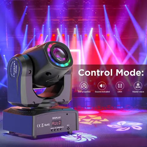 U'King 120W LED-strålande rörlig huvudlampa RGB-färgblandning 8 mönster DMX-effektljus roterande scenljus för DJ-showfest KTV 10 best sales rörligt huvudstativ - №5