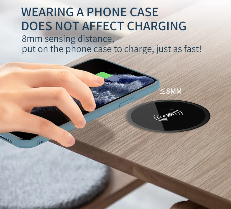 Eingebautes kabelloses Ladegerät für 58mm Loch – Verstecktes schnelles Laden für iPhone 17 16 15 14 13 12 Pro Max und Samsung S25 – Detail 4
