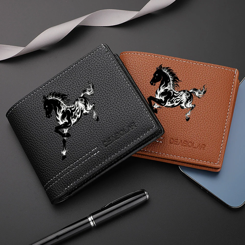 1Pc Men's Elegant Horse Print Credit Card Wallet - Multifunctional Large Capacity Coin Purse - Convenient for Carrying Id Cards, Driver's Licenses, Credit Cards, Suitable for Daily Use and as a Gift