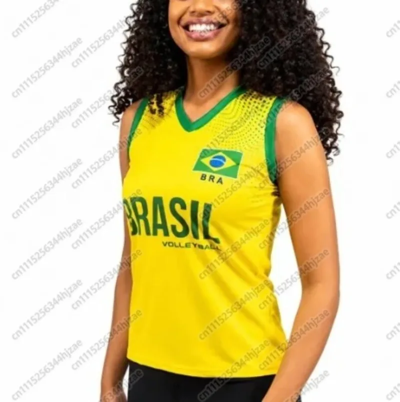Oversized Brazil Volleyball Sleeveless Jersey Breathable Athletic Tank Top Y2K Streetwear Sports Casual Tee Family Clothing