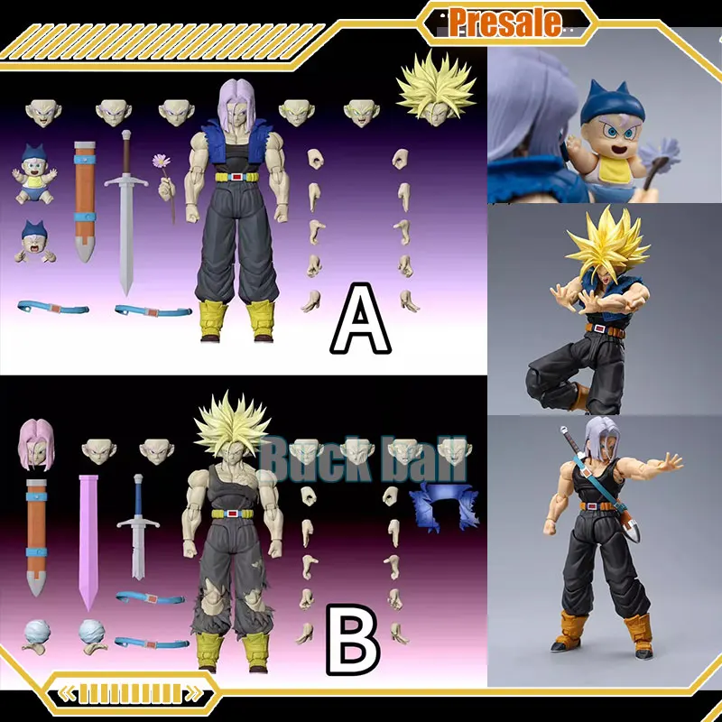 Dragon Ball Figure Super Saiyan Trunks S.H.F Figures Tonsenarttoys Trunks Long Hair Battle Damage Edition Anime Collection Toys