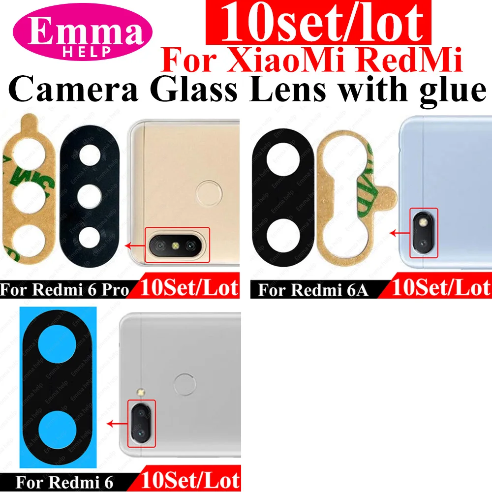 10 Piece Rear Back Camera Glass Lens For Xiaomi Redmi 9T 9C NFC 9A 9i 8 A 10C 10A 10 Prime With Adhesive Glue Phone Accessories