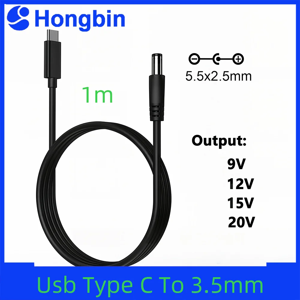 DC To Type C USB PD 9V 12V 15V 20V 5.5x2.1mm 2.5 Power Supply Cable For Wireless Router Laptop LED Strip Speaker CCTV Camera