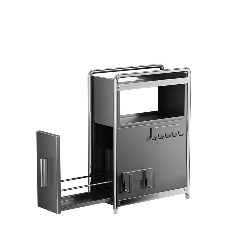 Kitchen Household Multifunctional Narrow Side Drawing Seasoning Cabinet Countertop Multi-layer Shelves MSG Salt Tank Seasoning S