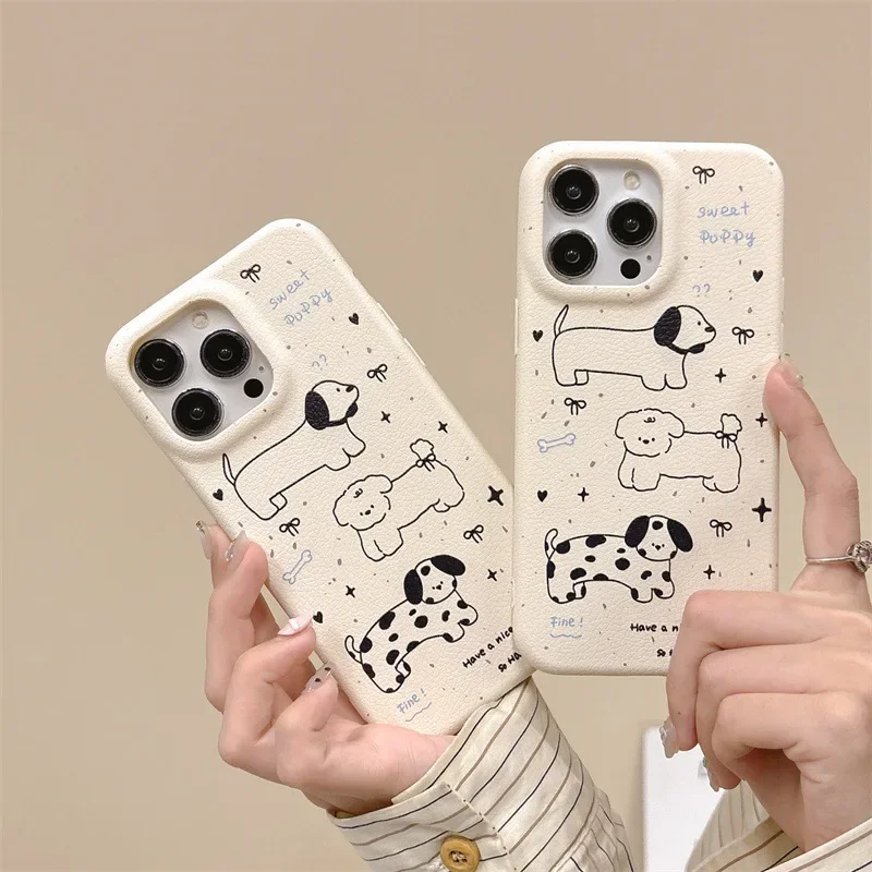 강아지 그래피티 휴대폰 케이스 커버, 아이폰 11, 12, 13, 14, 15, 16 프로 맥스용 충격 방지 케이스