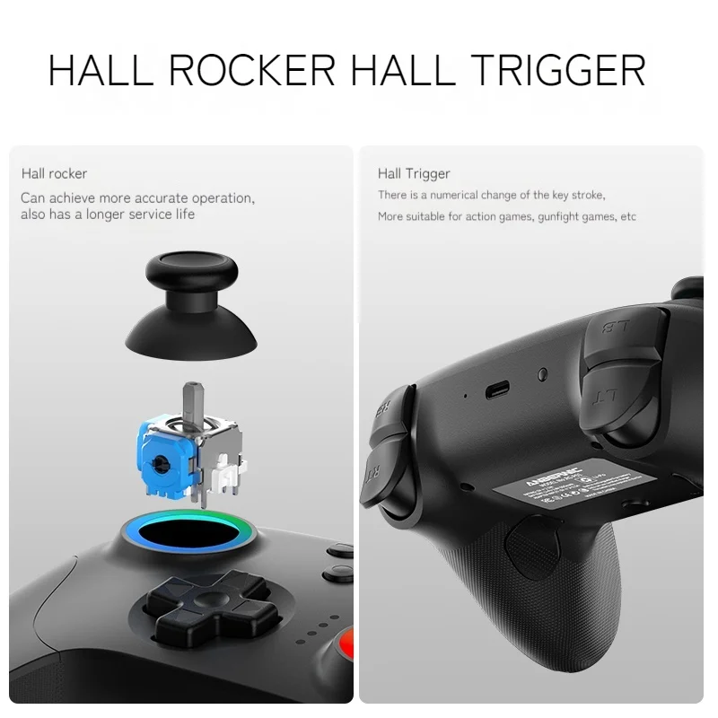 Neue Rg P01 Drei Modus Gamepad Halle Joystick Trigger Vibration Motor Xbox Layout Tasten Unterstützung Pc Schalter Steam Xbox Controller
