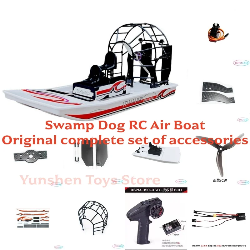 Kit de piezas de repuesto para barco de aire Swamp Dog RC, juego de batería y hélice de montaje de Motor de timón de casco de repuesto
