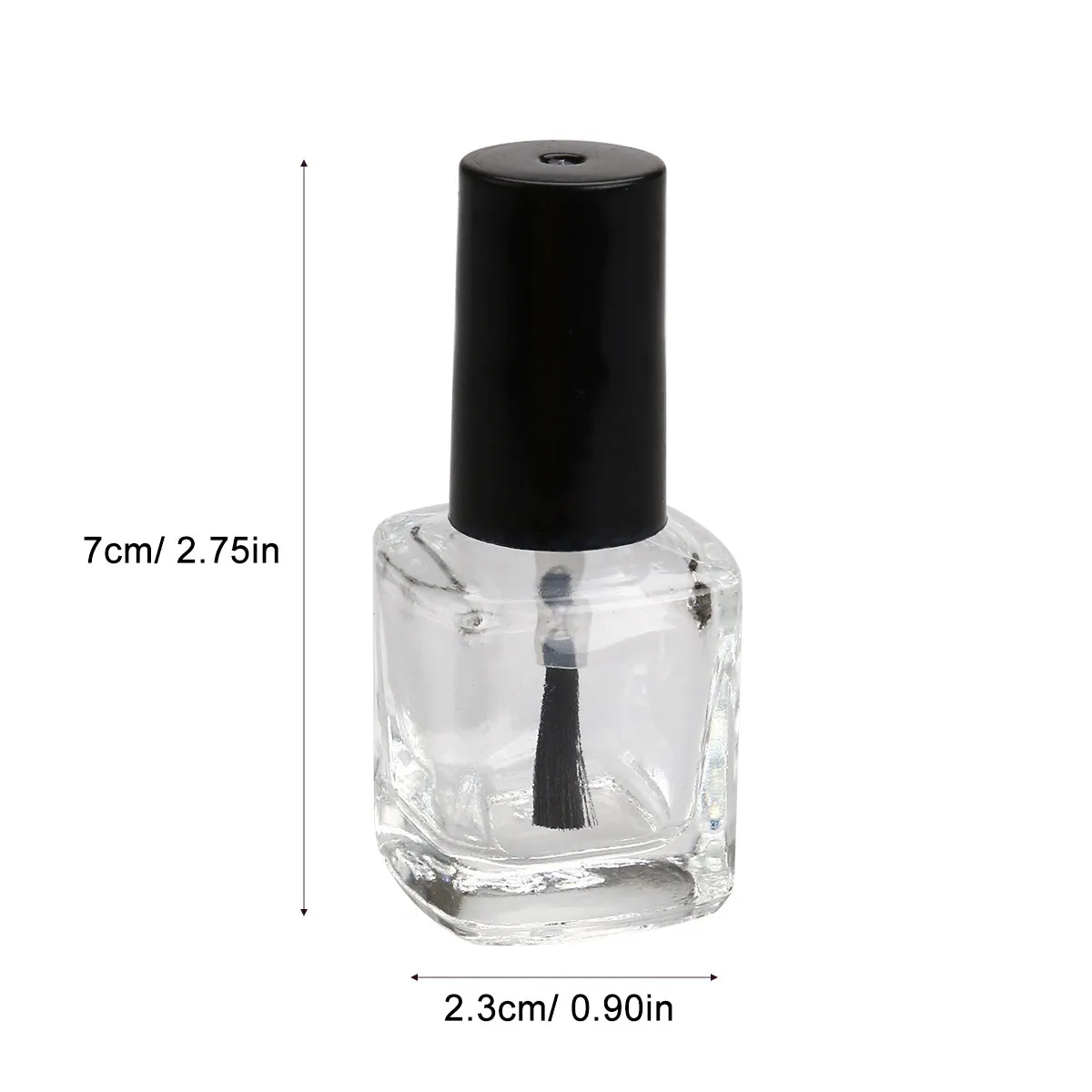 5Pcs Empty Nail Polish Bottles Clear Square Shape Portable Leak Proof High Quality Glass Container Premium Brush Nail Polish Set