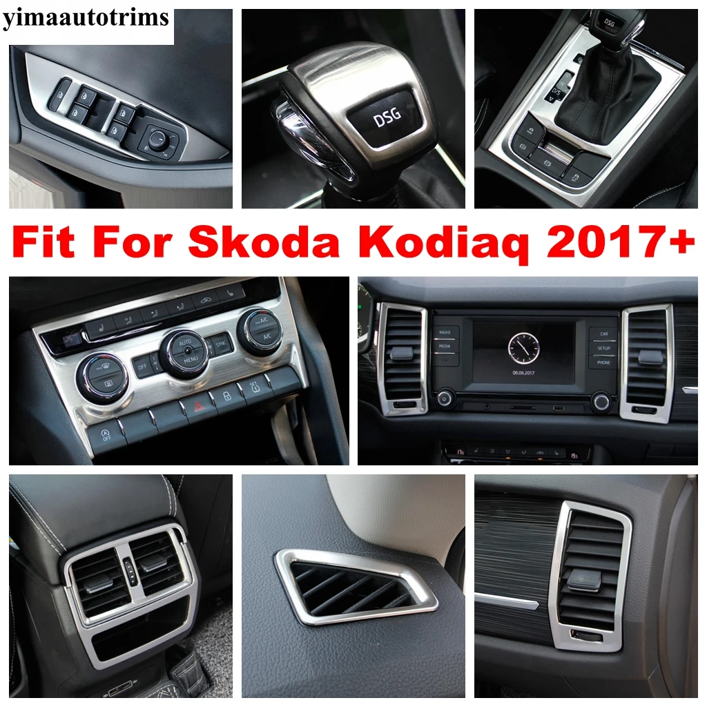 

Stainless Steel Accessories For Skoda Kodiaq 2017 - 2023 Door Speaker Dashboard AC Air Window Lift Button Decor Panel Cover Trim