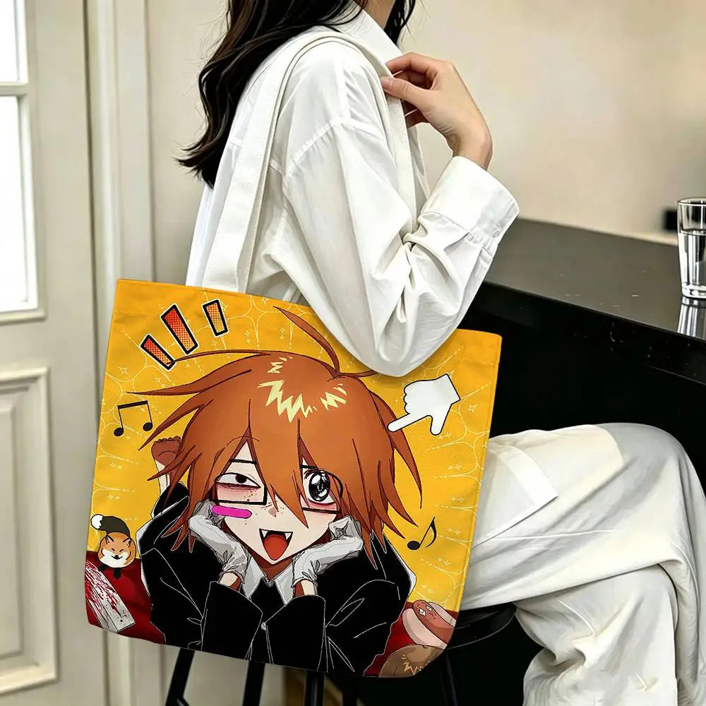 R-Ranfren Randal Ivory New group Printed Canvas Tote Bag Shoulder Bag Commuter Mommy Shopping Bag